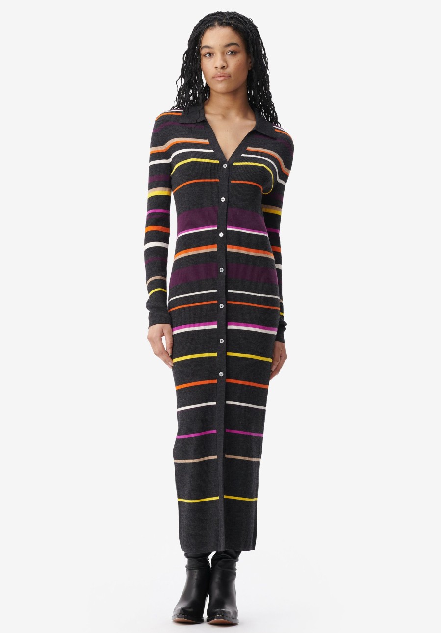 Frau Lala Berlin | Cardigan Kalliani Multicolor Stripes On Knit - Black