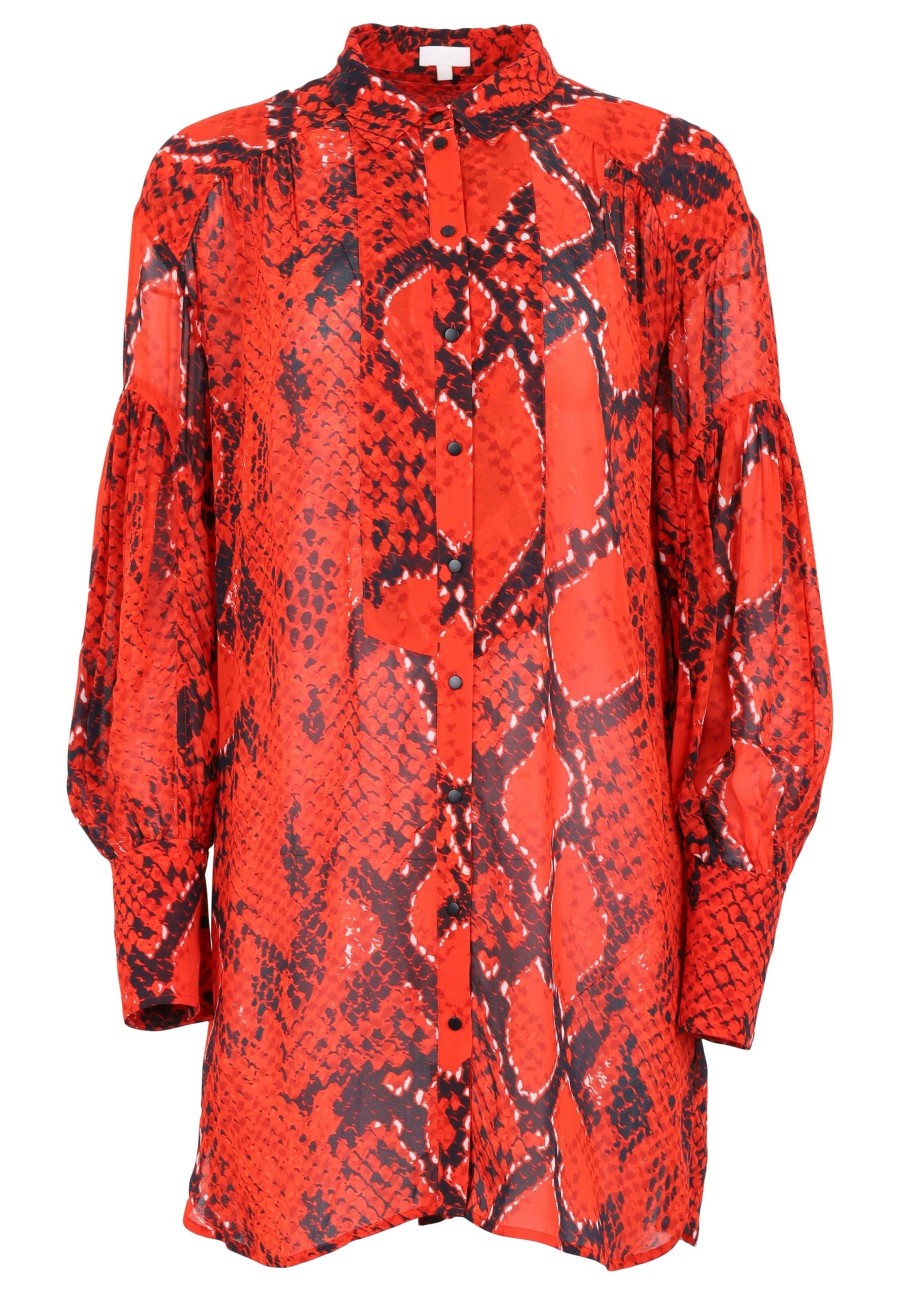 Frau Lala Berlin | Pre-Loved Blouse Beth-S Red Fire Python