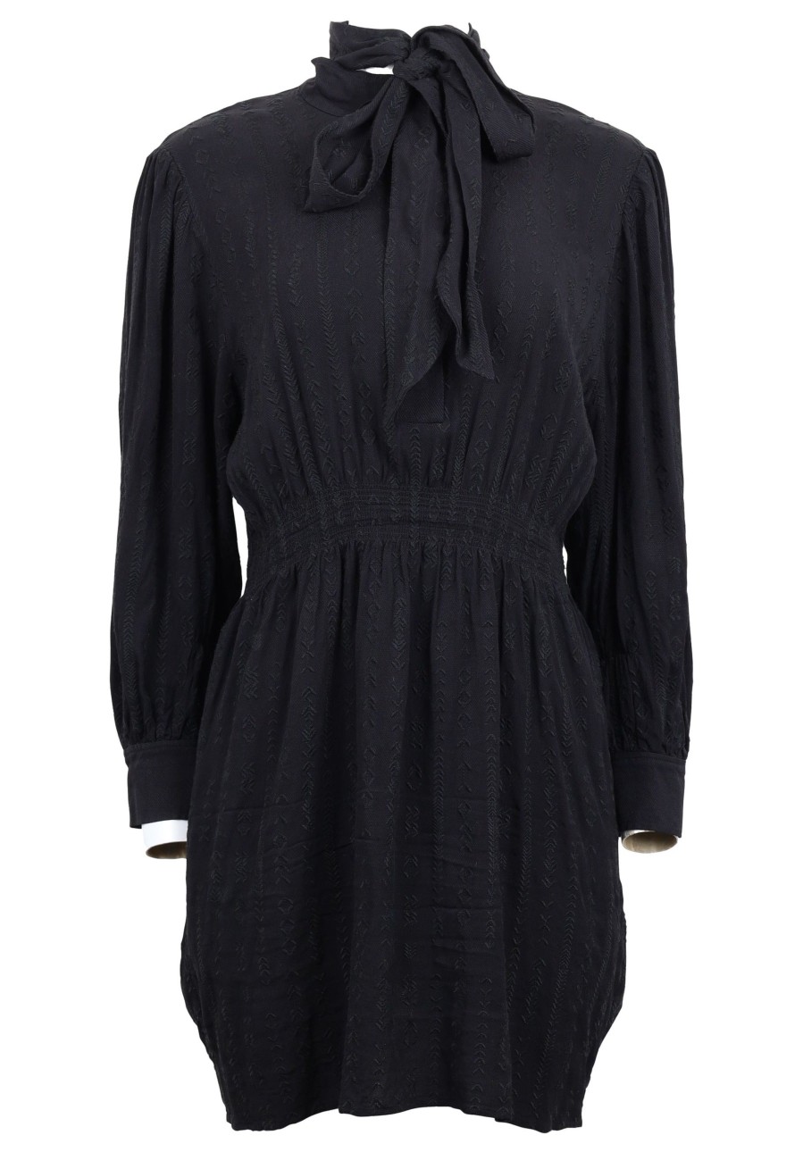 Frau Lala Berlin | Pre-Loved Dress Daryl-L Black Embroidery Stripes