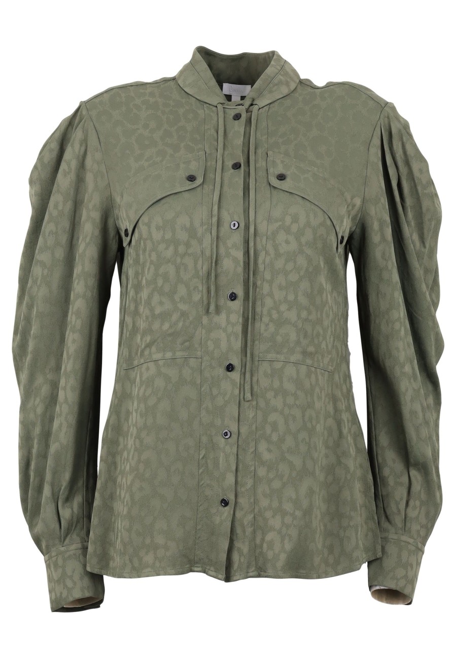 Frau Lala Berlin | Pre-Loved Blouse Breeze-M Leo Jacquard Olive