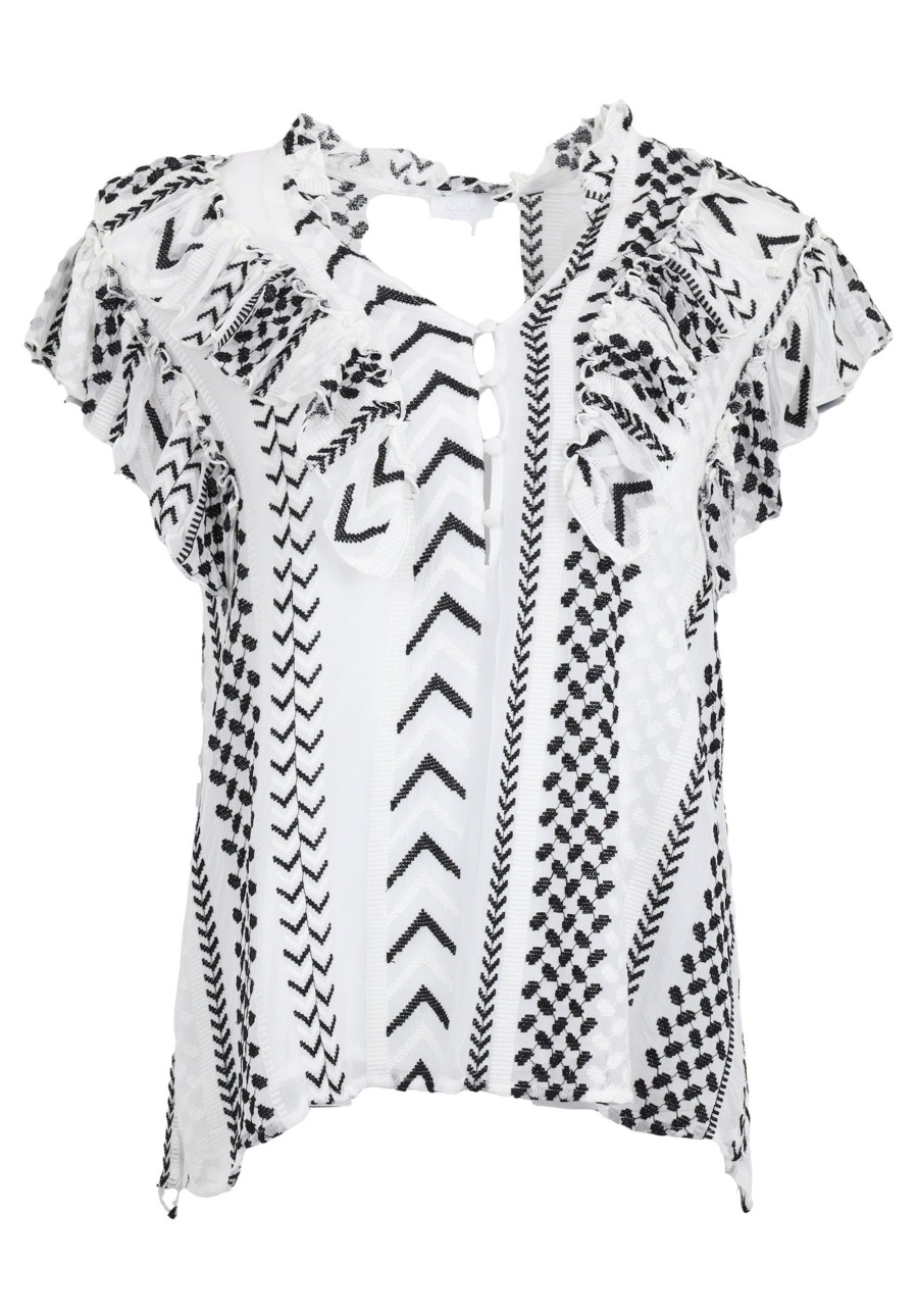 Frau Lala Berlin | Pre-Loved Top Tori-Xs X-Stitch Kufiya Black & White